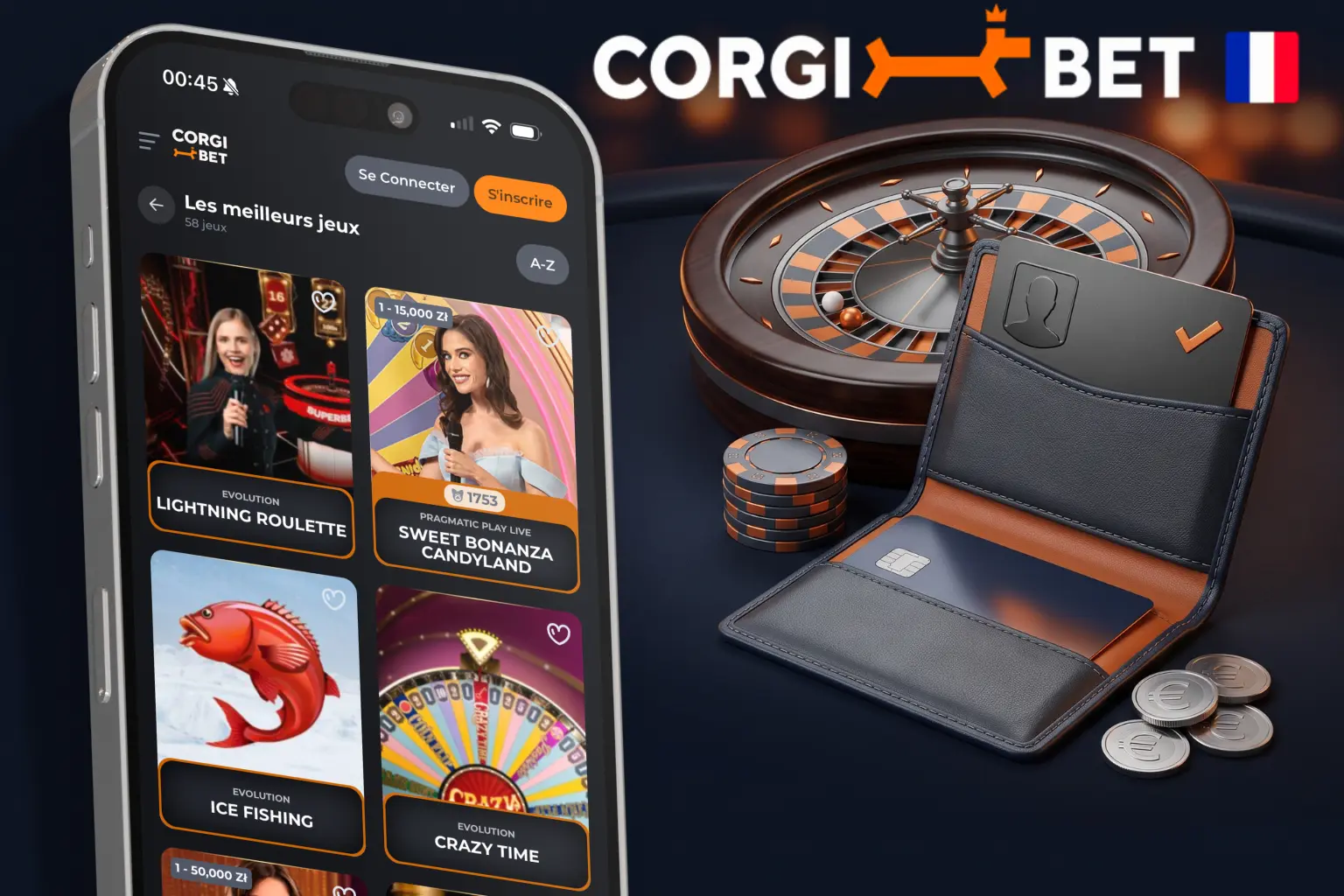 Fonctionnalités mobiles de Corgibet sur smartphone et tablette
